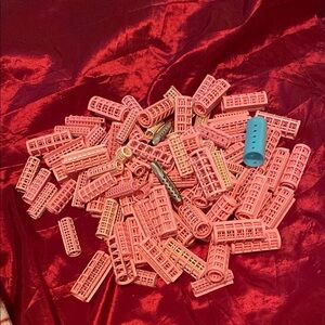 Pink Hair Rollers with Silver Clip